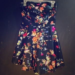 (4) Short, strapless floral dress from Express